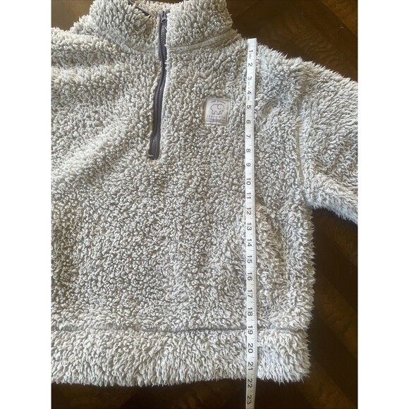 ivory ella sherpa 1/4 zip grey pullover sweatshirt women's medium - Picture 11 of 12